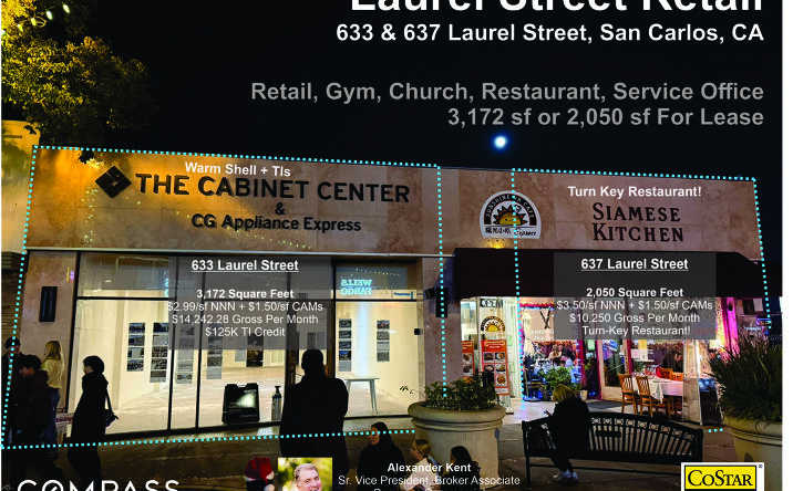 Pictures of Retail, Office, Restaurant property located at 633 Laurel St, San Carlos, CA 94070 for lease - image #1