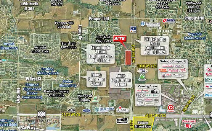 Pictures of Land property located at NWQ Dallas Parkway & First St, Prosper, TX 75035 for lease - image #1