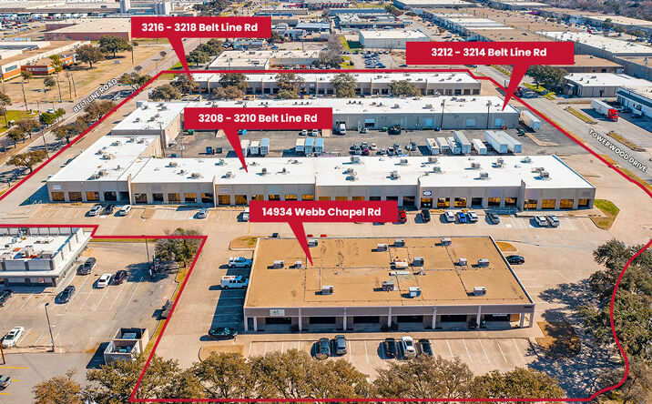 Pictures of Retail, Office, Industrial property located at 3208 - 3218 Belt Line Rd & 14934 Webb Chapel Rd, Farmers Branch, TX 75234 for lease - image #1
