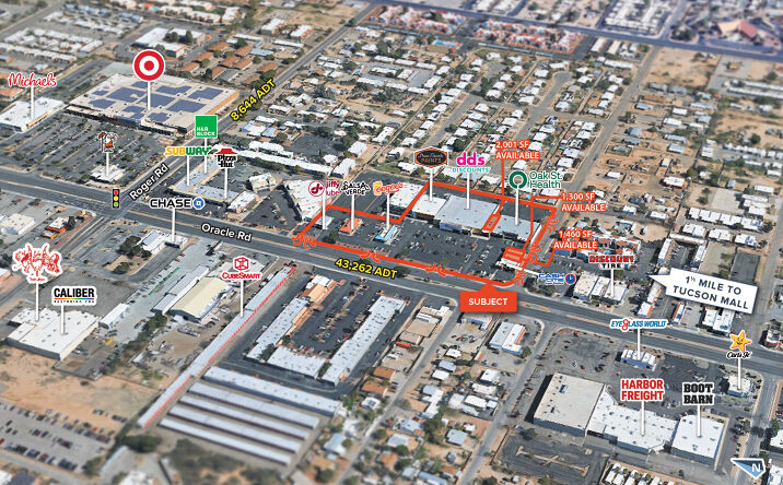 Pictures of Retail, Office property located at 3802-3850 & 3872-3896 N Oracle Rd, Tucson, AZ 85705 for lease - image #1