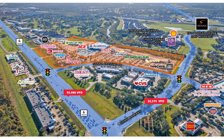 Pictures of Retail property located at TEXAS HIGHWAY 6 & SIENNA PARKWAY, Missouri City, TX 77459 for lease - image #1