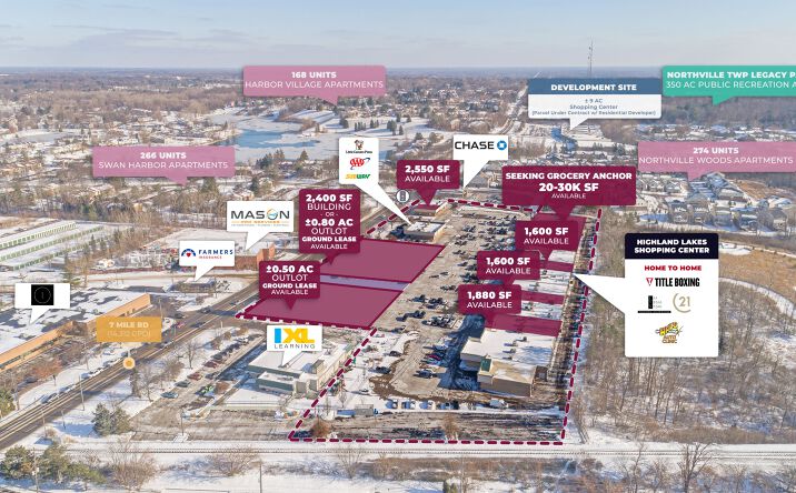 Pictures of Retail property located at 42925-43291 7 Mile Rd, Northville, MI 48167 for lease - image #1