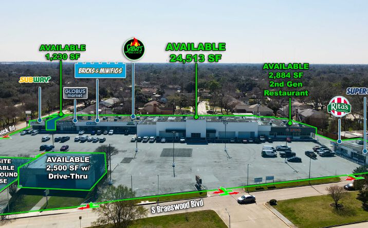 Pictures of Retail, Office, Restaurant property located at 5401 S Braeswood Blvd, Houston, TX 77096 for lease - image #1