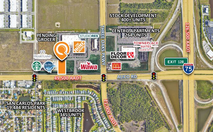 Pictures of Retail, Land property located at 16991 Three Oaks Marketplace Dr, Fort Myers, FL 33912 for lease - image #1
