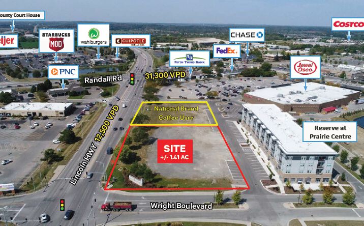 Pictures of Land property located at NWQ Randall Rd & Lincoln Hwy, St. Charles, IL, St. Charles, IL 60174 for lease - image #1