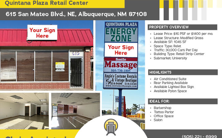 Pictures of Retail property located at 615 San Mateo Blvd NE, Albuquerque, NM 87108 for lease - image #1
