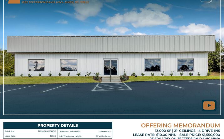 Pictures of Industrial property located at 1982 Jefferson Davis Hwy, Graniteville, SC 29829 for lease - image #1