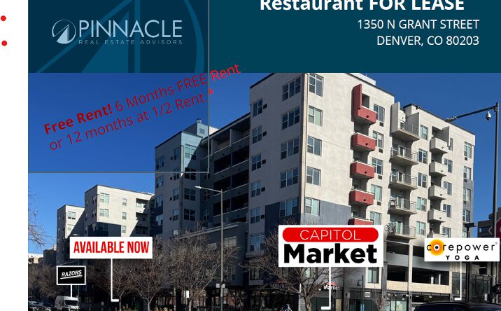 Pictures of Retail, Restaurant property located at 1350 Grant St, Denver, CO 80203 for lease - image #1