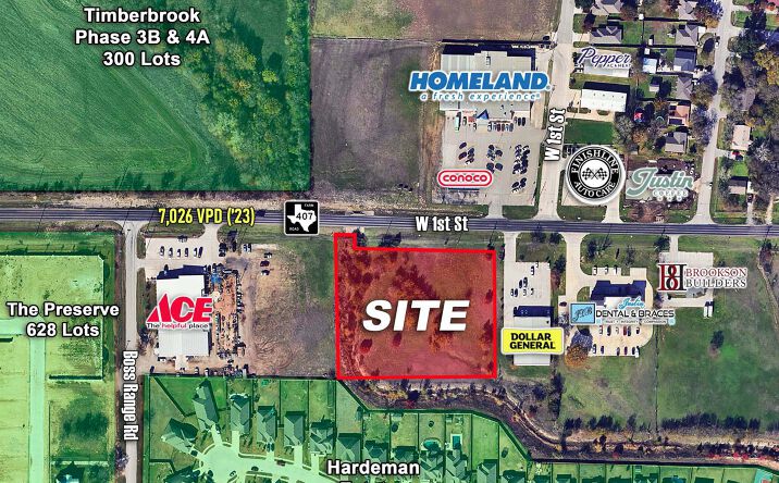Pictures of Land property located at W 1st St @ Leuty Ave, Justin, TX 76247 for lease - image #1