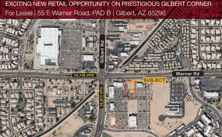 Pictures of Retail, Land property located at 55 E Warner Rd, Gilbert, AZ 85296 for lease - image #1
