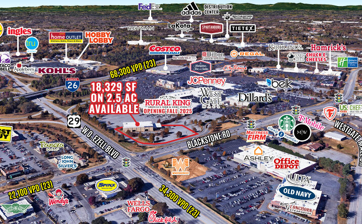Pictures of Retail property located at 305 W Blackstock Rd, Spartanburg, SC 29301 for lease - image #1