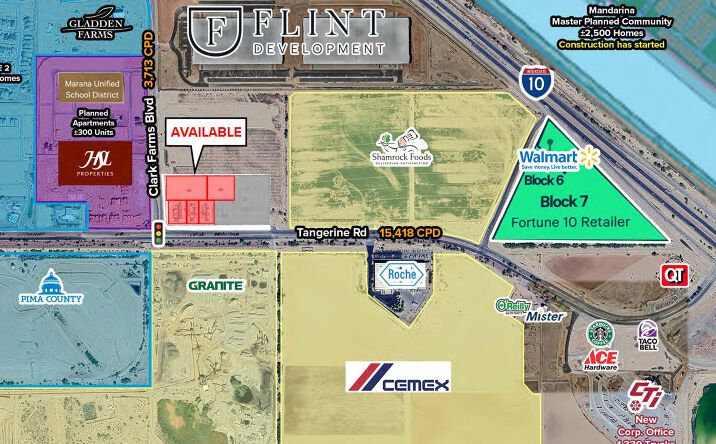 Pictures of Retail, Land property located at NEC of Tangerine Rd & Clark Farms Blvd, Marana, AZ 85653 for lease - image #1
