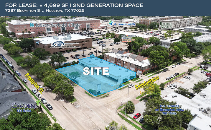 Pictures of Retail, Office, Restaurant property located at 7287 Brompton St, Houston, TX 77025 for lease - image #1
